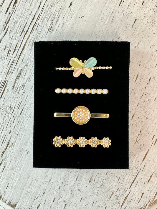 Gold and Pearl Stackable Watch Band Charms - 4
