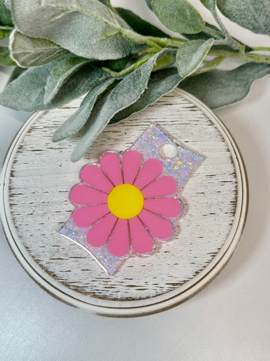 Personalized 40oz. Tumbler Tag - Pink Daisy