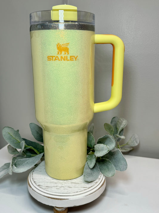 Custom Glittered Sunshine 40oz Stainless Steel Stanley Tumbler