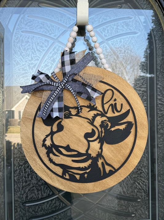Cute Cow Wood Door Sign