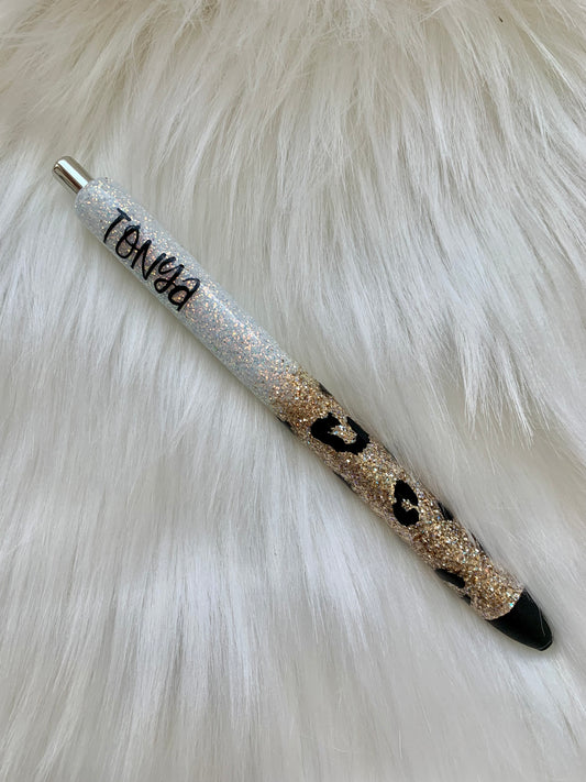 Leopard Personalized Glitter Pen