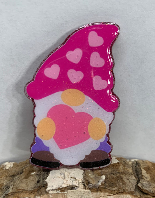 Pink Valentine Gnome Badge Topper (Acrylic Only!)