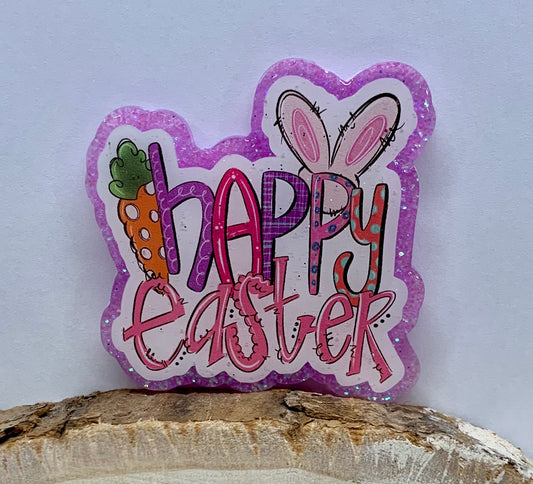 Happy Easter Bunny Ears Badge Topper (Acrylic Only!)