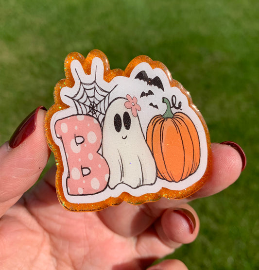 Boo with Cute Ghost Badge Topper