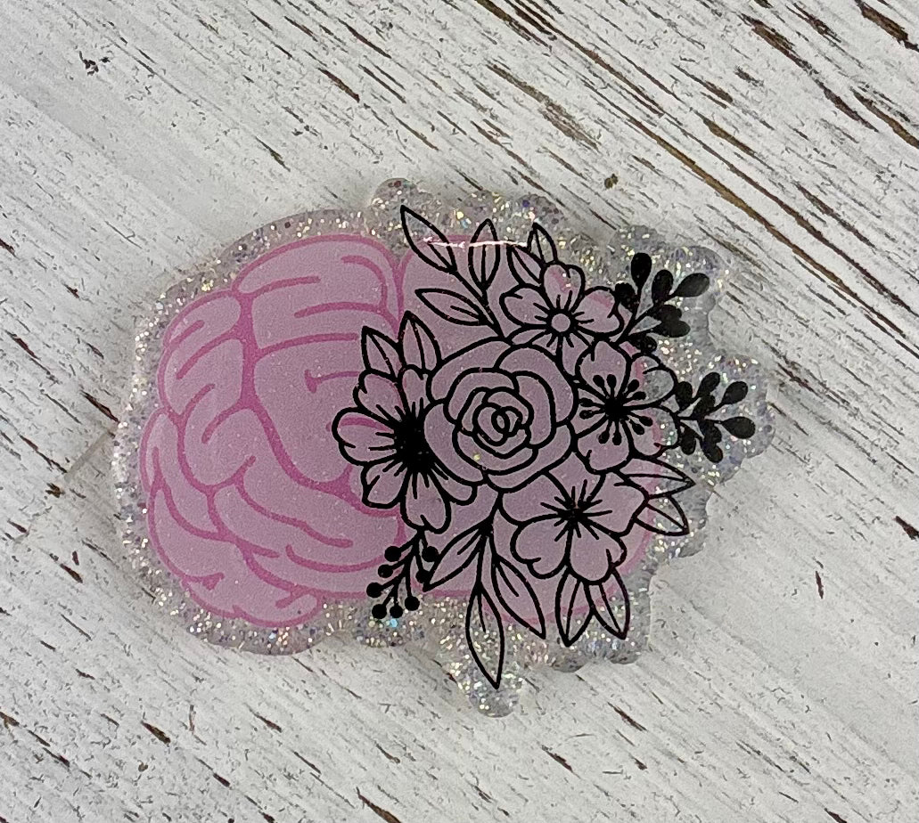 Brain w/ Flowers Badge Topper