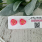 Coral Glitter Resin Stud Earrings (18K Gold Plated Post)