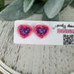 Double Heart Coral/Periwinkle Glitter Resin Stud Earrings (Stainless Steel Post)