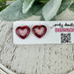 Double Heart Red/Pink Glitter Resin Stud Earrings (18K Gold Plated Post)