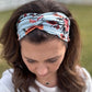 Twist Headband Light Blue and White Checkers