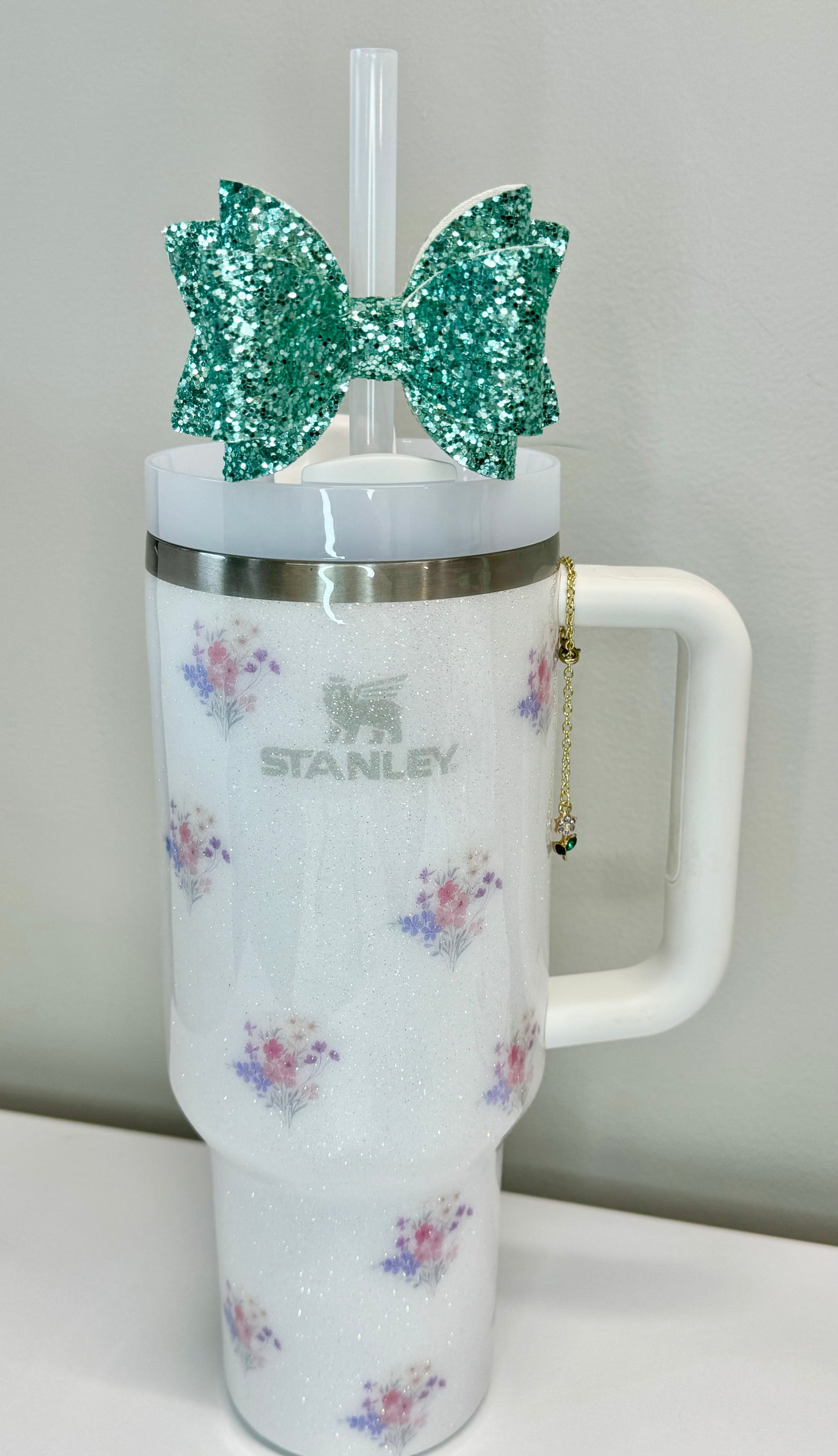 Tumbler Bow Glitter Straw Topper