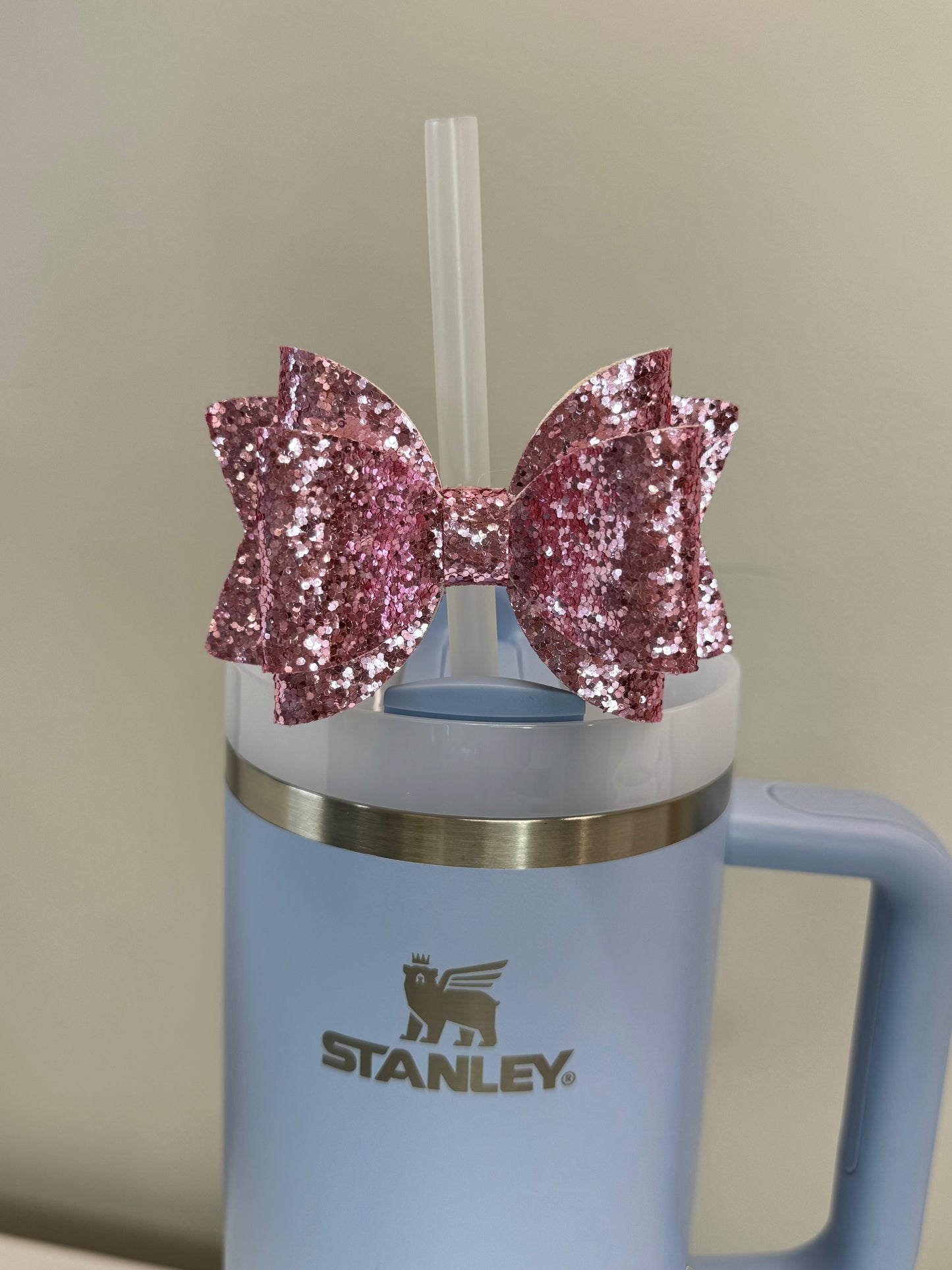 Tumbler Bow Glitter Straw Topper
