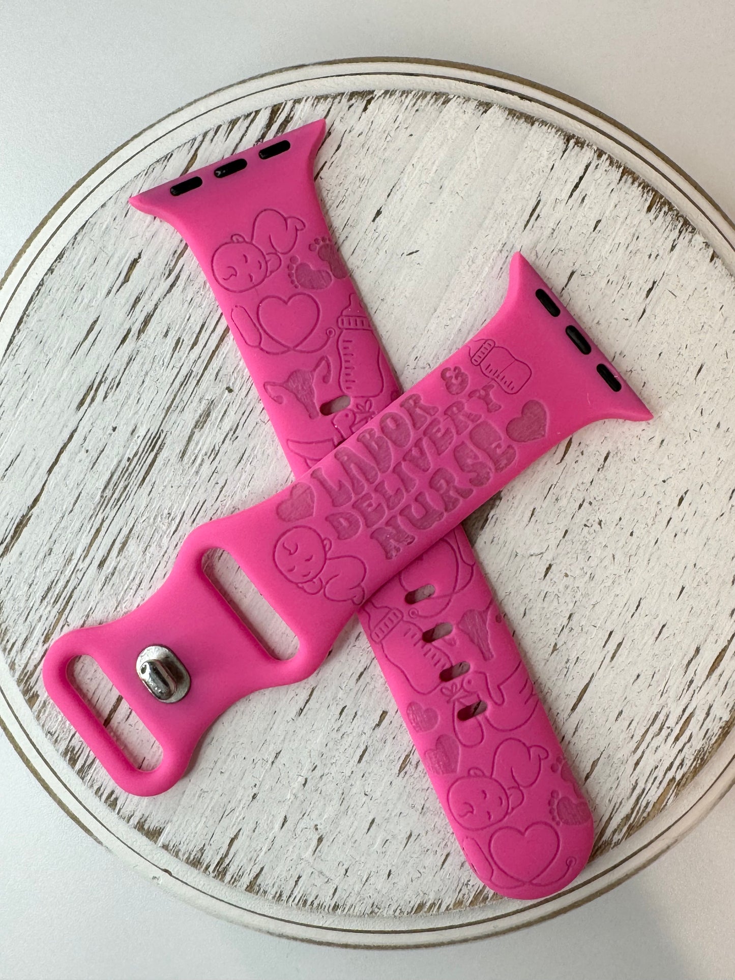 Silicone Engraved Apple Watch Bands - Multiple Designs/Colors