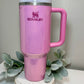 Custom Glittered  Peony 40oz Stainless Steel Stanley Tumbler