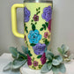 Custom Glittered  Peony 40oz Stainless Steel Stanley Tumbler