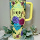 Custom Glittered  Peony 40oz Stainless Steel Stanley Tumbler